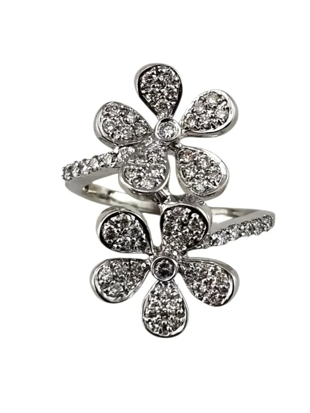 14K White Gold and Diamond Flower Ring Size 4.25 #25241
